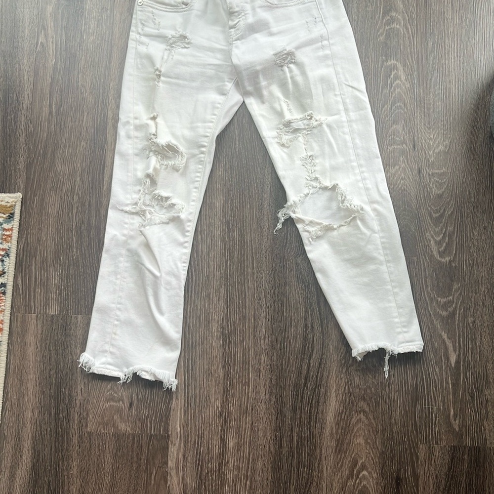 White Distressed r13 Jeans designer